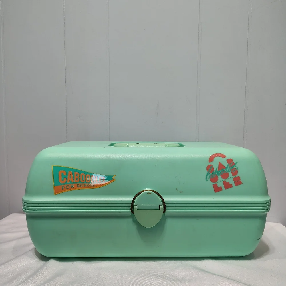 Vintage Caboodles Mint Green Makeup‎ Case Organizer 80s 90s Retro w Mirror